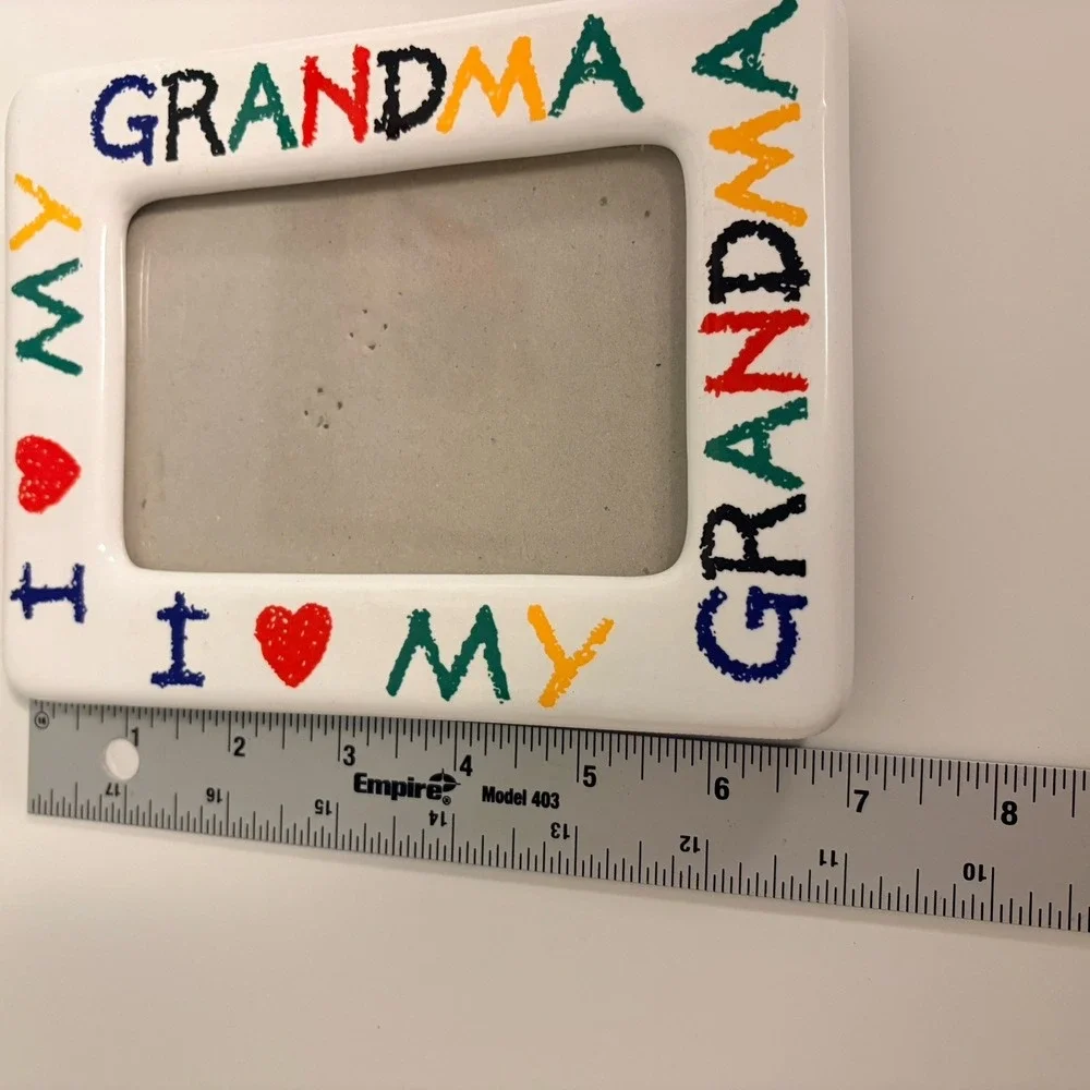 I Love My Grandma Ceramic Picture Frame White Colorful Hand Painted Style 5x7